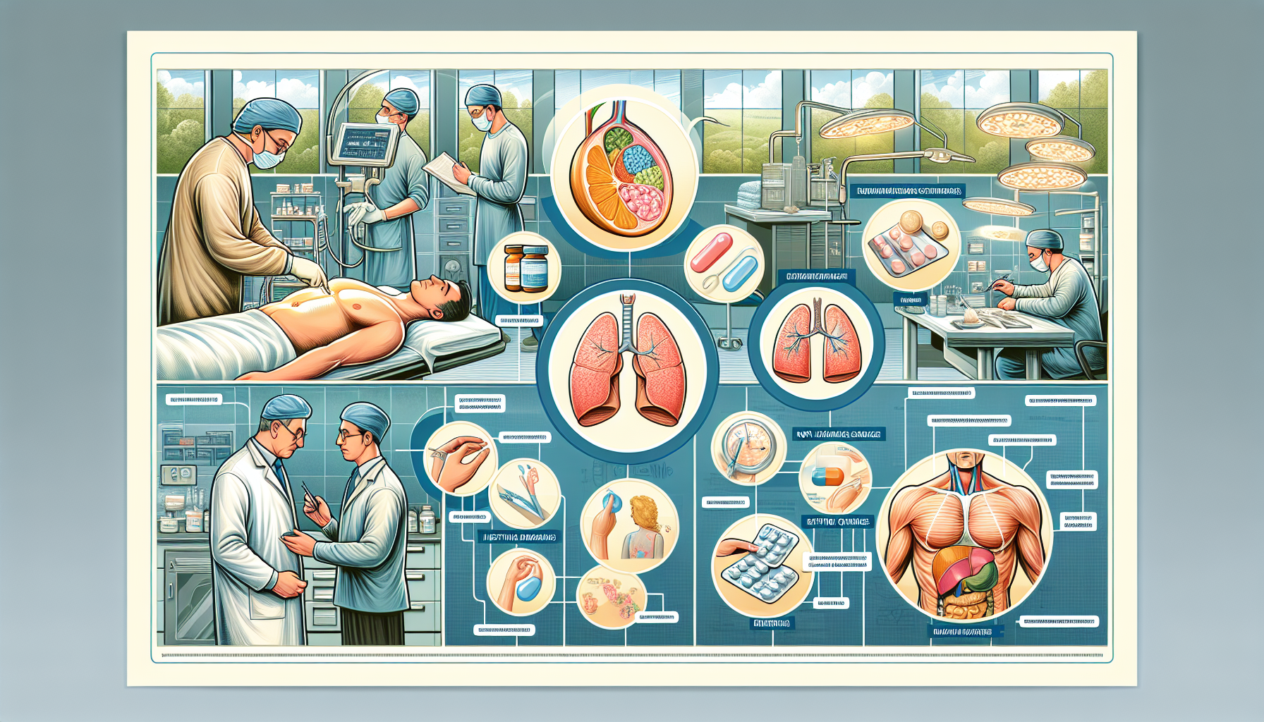 Illustration of treatment options for gynaecomastia, showcasing both surgical and non-surgical methods.