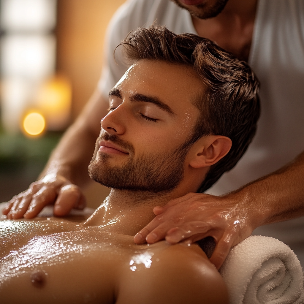 Male patient getting massage