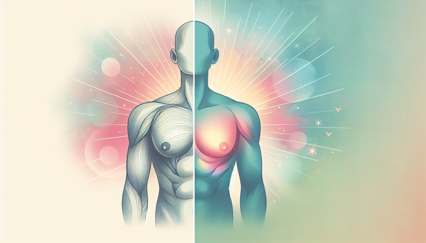 An illustration showing long-term results of gynecomastia treatment.