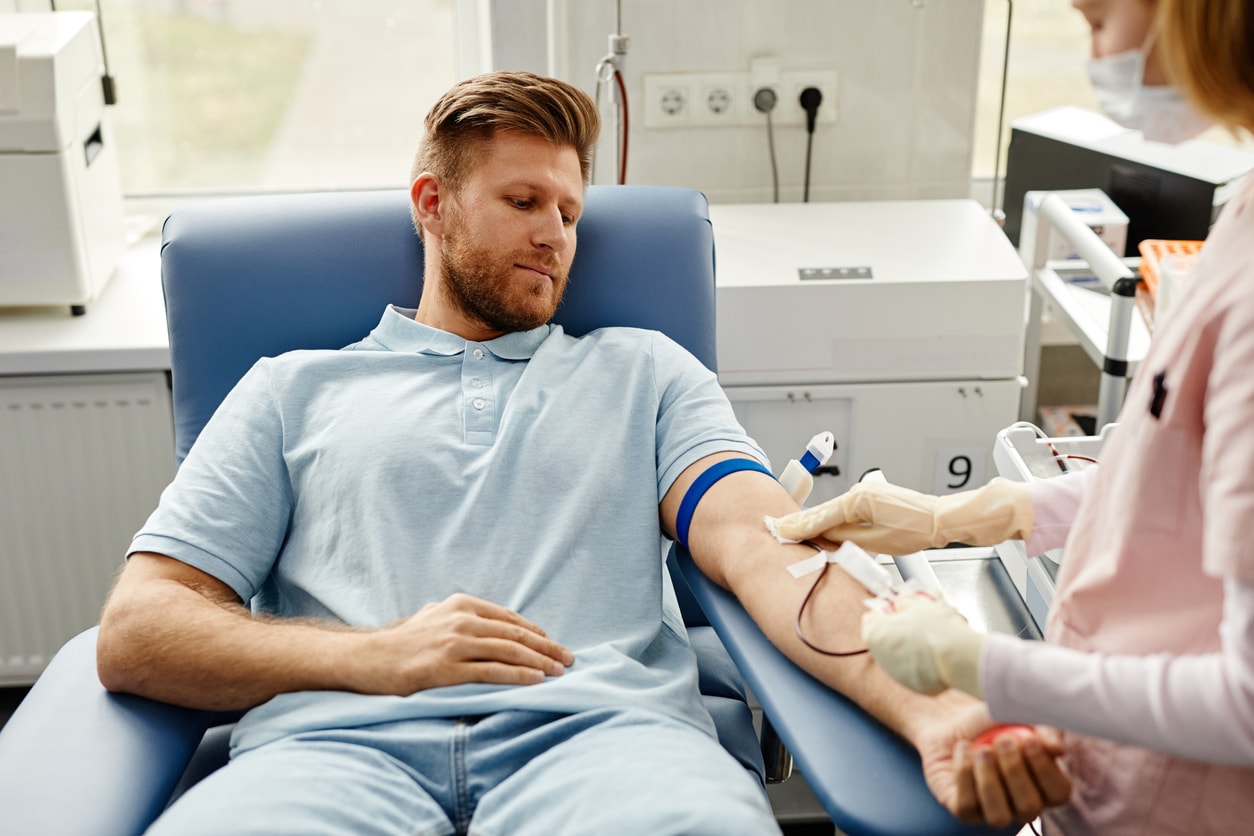 Pre-surgical patient having blood test done