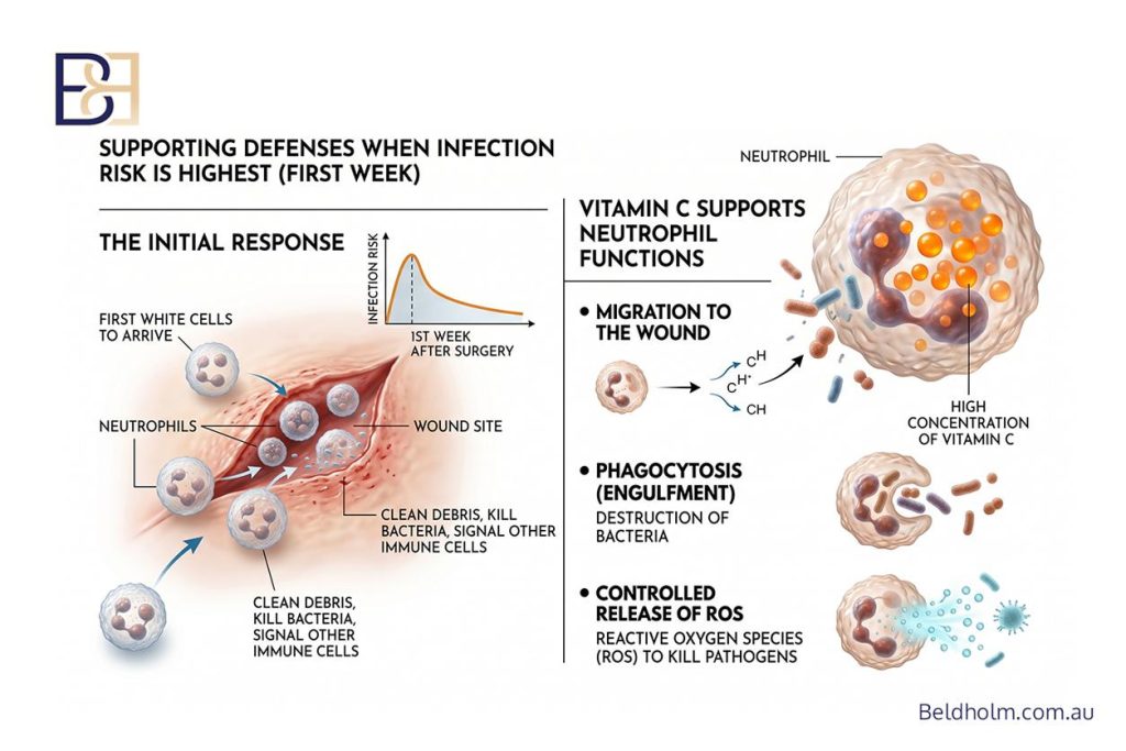 Vitamin C (Ascorbic Acid) Before and After Body Contouring Surgery: Collagen, Iron, and Wound Healing After Weight Loss 9 Immune function
