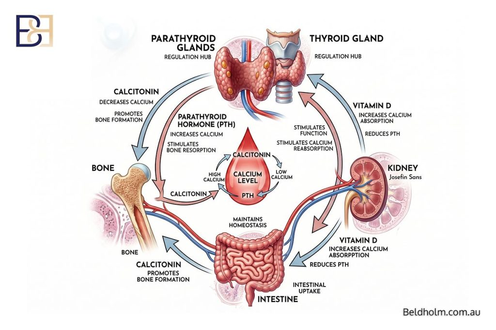 The three-hormone regulatory loop