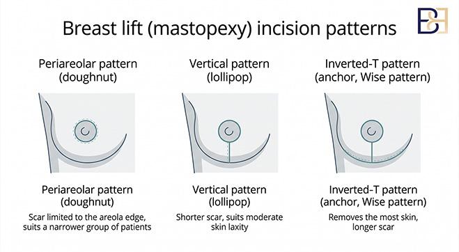 Breast Lift (Mastopexy) Incision Patterns - Dr Bernard Beldholm