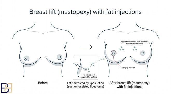 Breast lift (mastopexy) with fat injections - Dr Bernard Beldholm