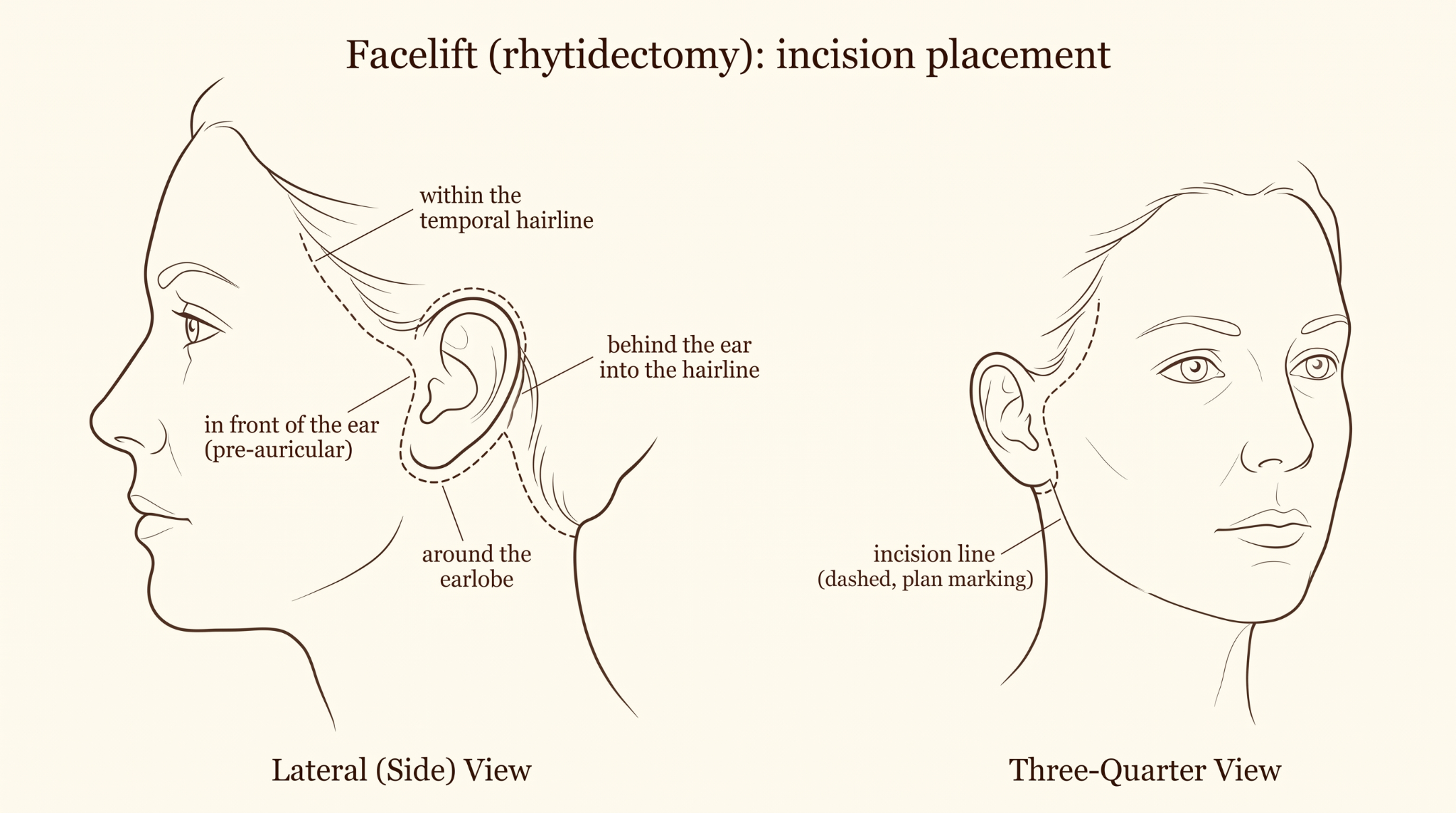 Facelift (Rhytidectomy) incision placement