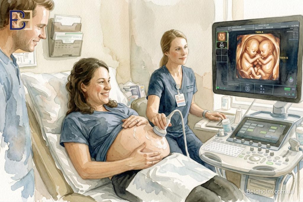 How a twin or multiple pregnancy stretches the abdominal wall