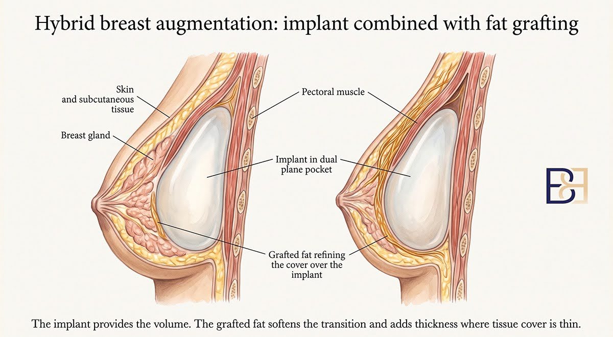 Hybrid Breast Augmentation (Augmentation mammoplasty): Implants Combined with Fat Grafting