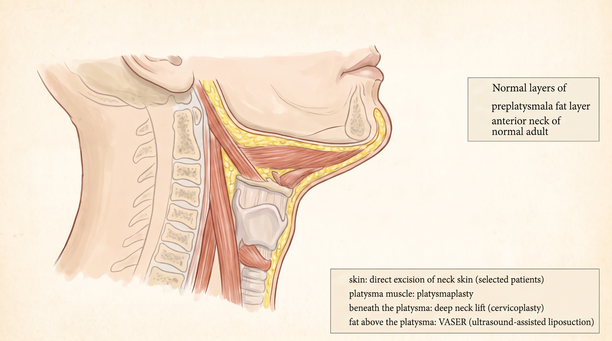 Deep Neck Lift (Cervicoplasty) in Newcastle NSW 3 Pre-platysmal fat layer
