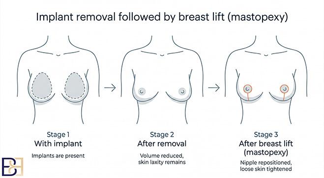 Removal of Breast Implants with a Breast Lift (Mastopexy)