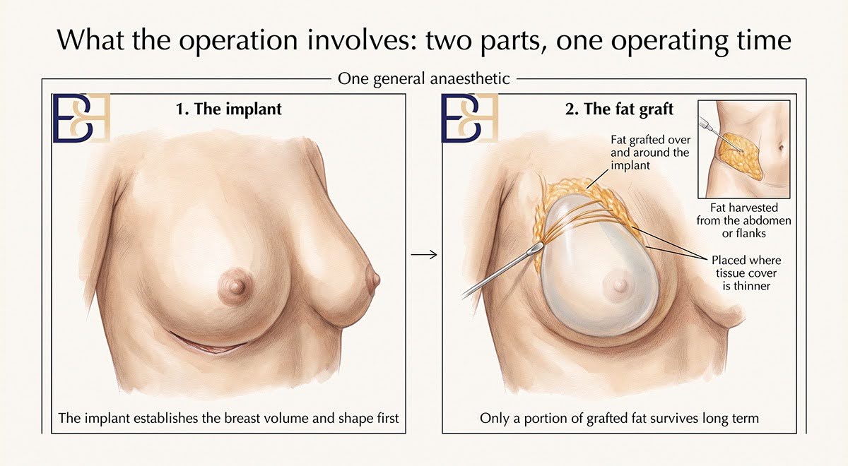 What the Operation Involves - Hybrid Breast Augmentation (Augmentation mammoplasty) Implants Combined with Fat Grafting