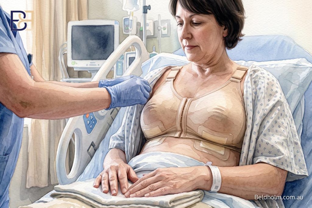 Recovery After Breast Implant Removal and Replacement With Breast Lift (Mastopexy) 9 Dressing and Support Bra