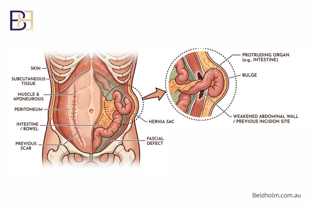 Hernia Repair During Abdominoplasty (Tummy Tuck) After Weight Loss 7 Incisional hernia