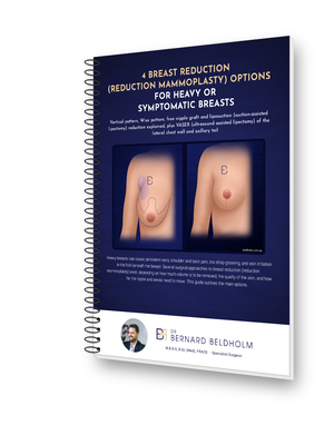 Cover of the guide 4 Breast Reduction (Reduction Mammoplasty) Options for Heavy or Symptomatic Breasts by Dr Bernard Beldholm