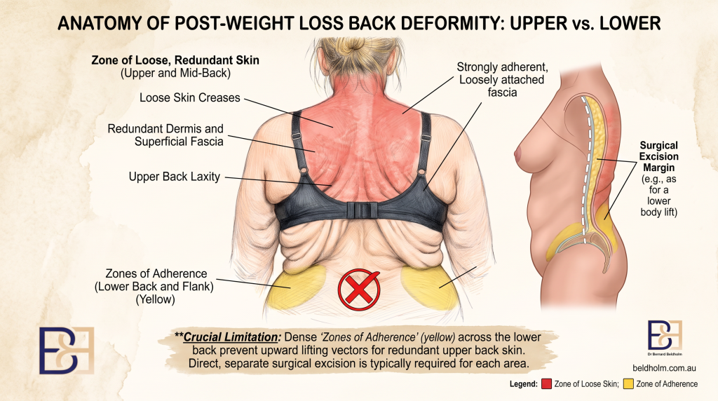 Anatomy of post-weight loss back deformity