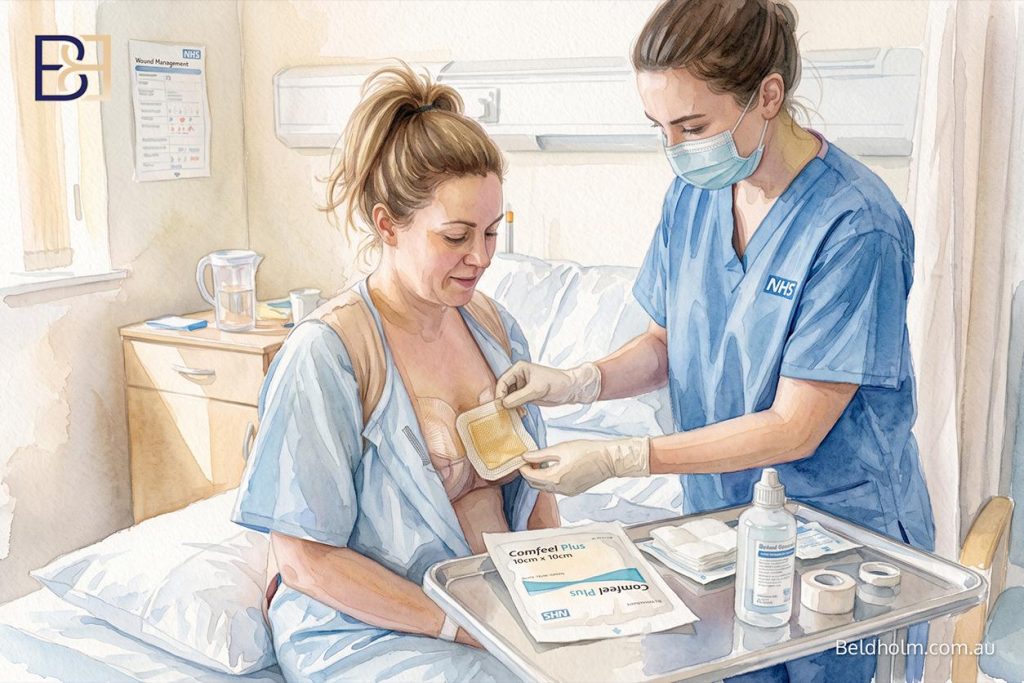 Dressings, drains and the support bra